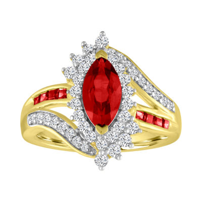 Womens Lab Created Red Ruby 14K Gold Over Silver Cocktail Ring - JCPenney