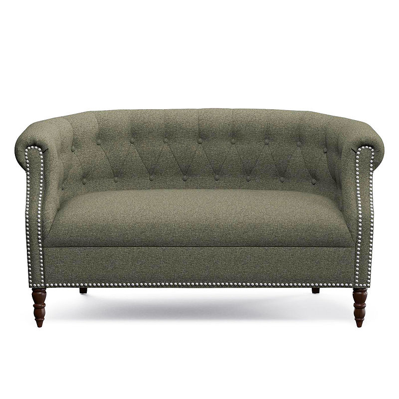 Handy Living Chesterfield Button Tufted Loveseat, Gray