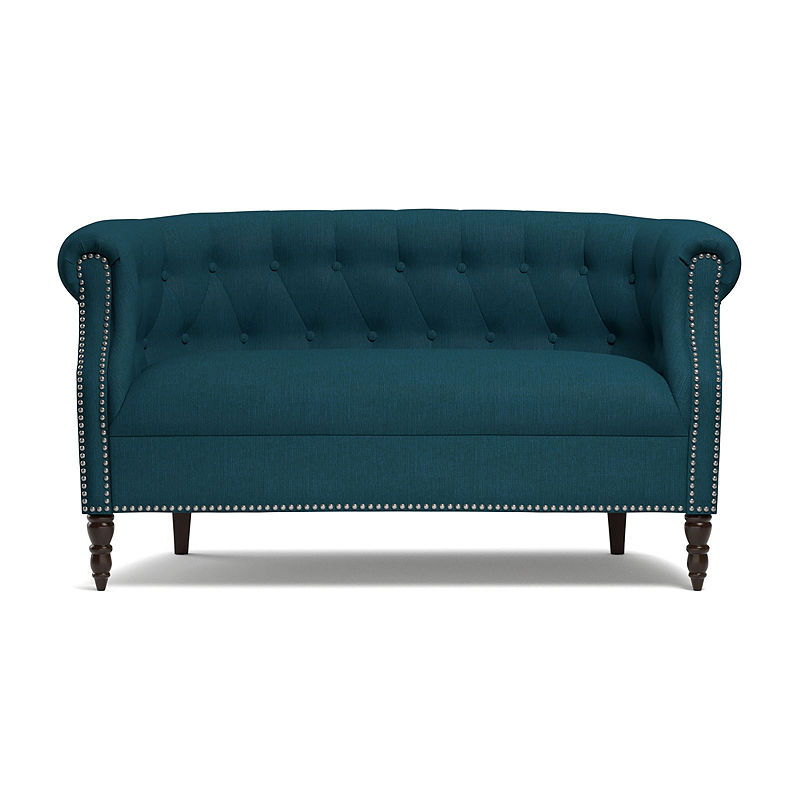 Handy Living Chesterfield Button Tufted Loveseat, Blue