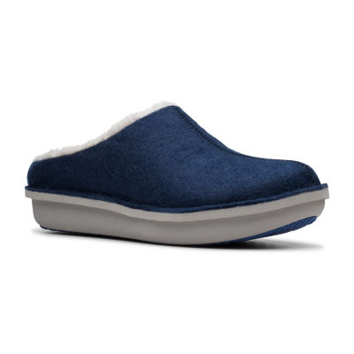 clarks navy blue clogs