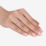 Womens 1/10 CT. T.W. Genuine White Diamond Sterling Silver Crossover Delicate Stackable Ring