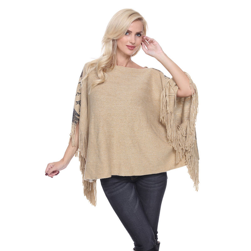 White Mark Eagle Wings Womens 3/4 Sleeve Poncho, Size One Size, Yellow