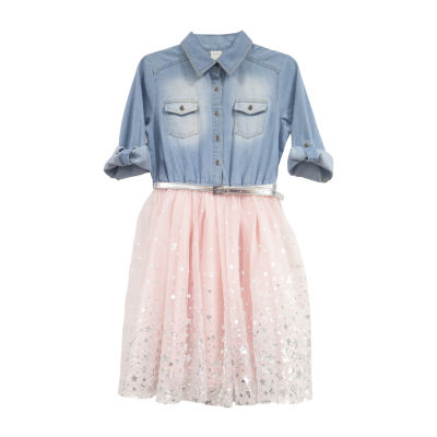 denim and tutu dress