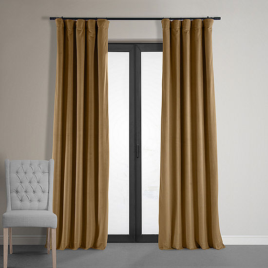 Exclusive Fabrics & Furnishing Signature Energy Saving Blackout Rod Pocket Back Tab Single Curtain Panel