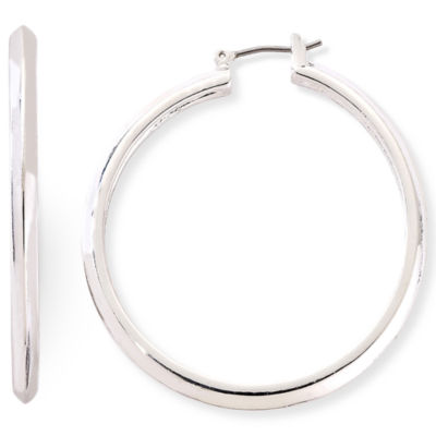 Liz Claiborne® Large Silver-Tone Hoop Earrings