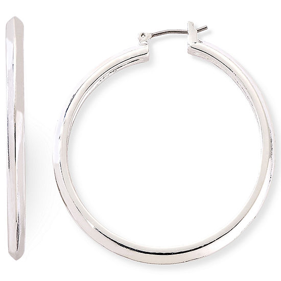 Liz Claiborne® Large Silver-Tone Hoop Earrings