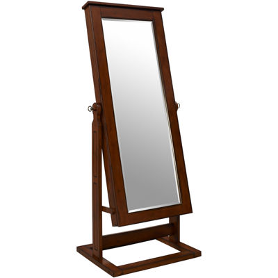 Walnut Finish Adjustable Full Length Cheval Mirror Jewelry