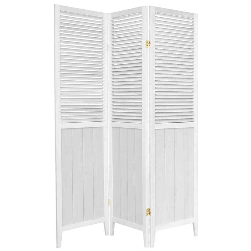 Oriental Furniture 6 ft. Tall Beadboard Divider - White (3 Panels)