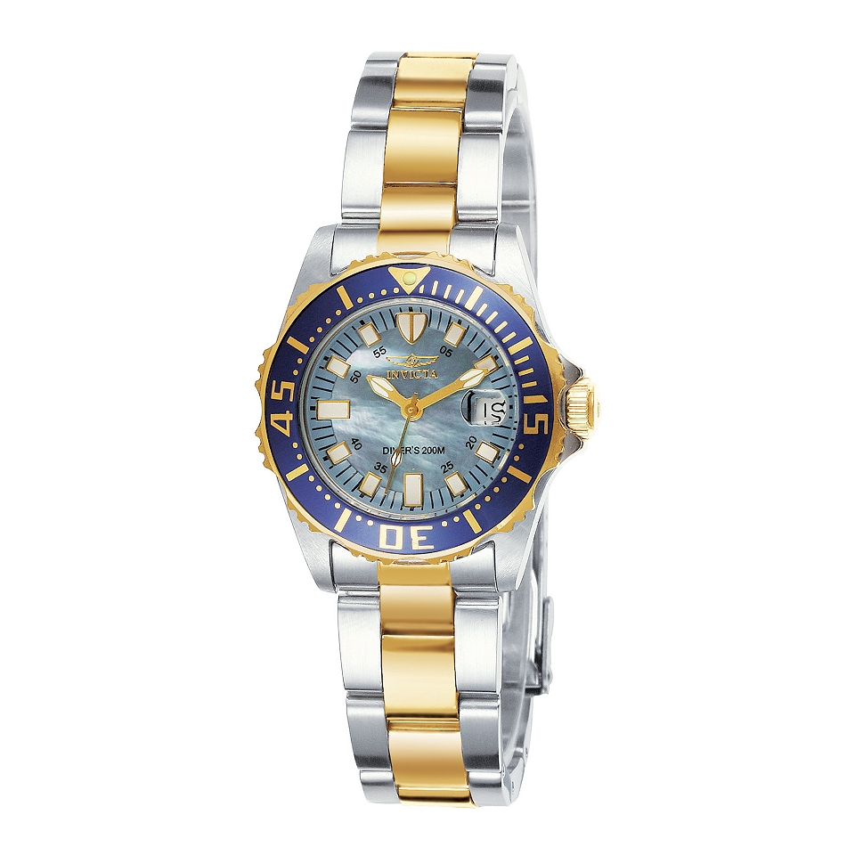 Invicta Womens Two Tone Mother of Pearl Pro Diver Watch