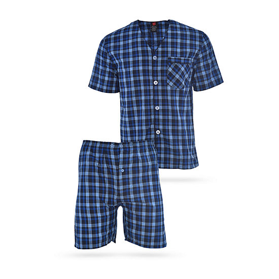 Hanes Mens Big 2-pc. Short Sleeve Shorts Pajama Set