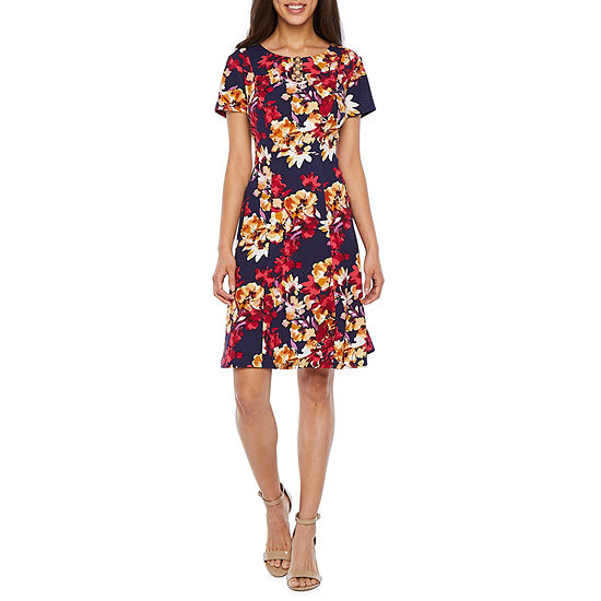 Alyx Short Sleeve Floral Fit & Flare Dress