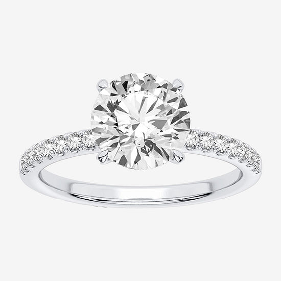 Modern Bride Signature Womens 2 1/4 CT. T.W. Lab Grown White Diamond 14K White Gold Round Solitaire Engagement Ring