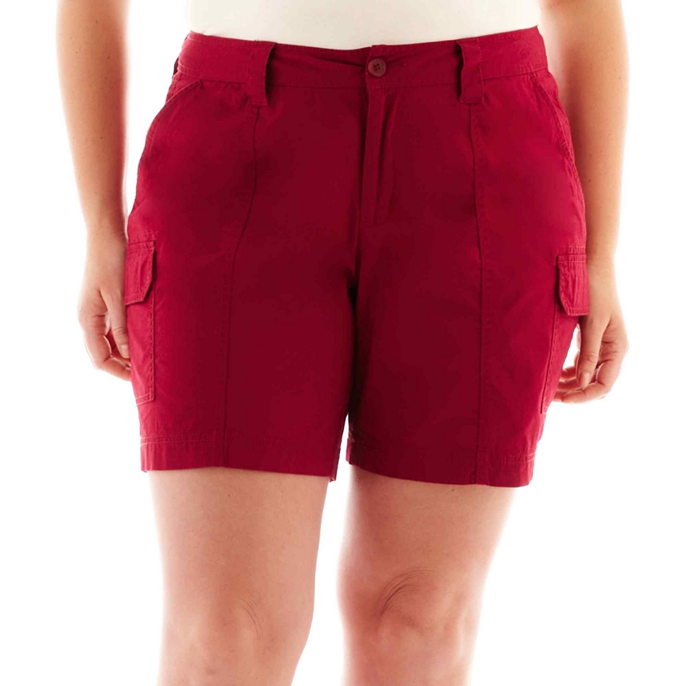 St. Johns Bay Utility Cargo Shorts   Plus, Red, Womens
