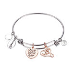 Footnotes Sisters Stainless Steel Solid Heart Bangle Bracelet
