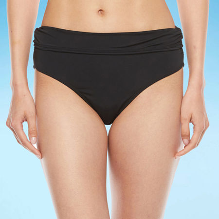 Sonnet Shores Foldover Unisex Adult High Waist Bikini Swimsuit Bottom, 8 , Black
