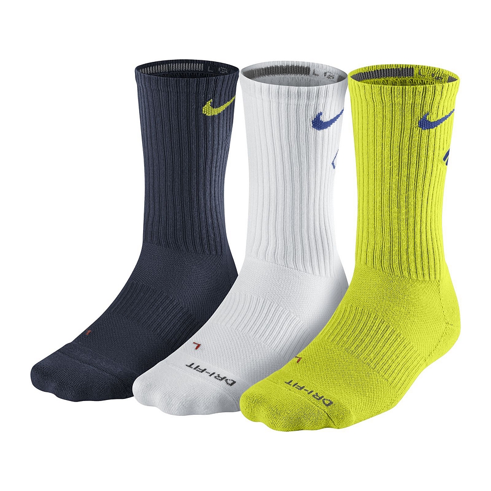 Nike 3 pk. Dri FIT Crew Socks, Cyber Royal, Mens