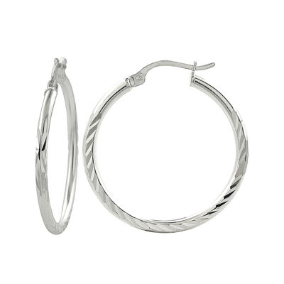 Sterling Silver 50mm Diamond-Cut Tube Hoop Earrings - JCPenney