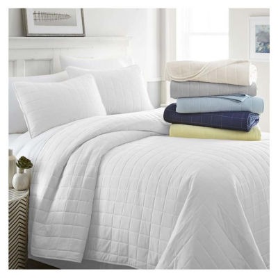 Casual Comfort Premium Ultra Soft Square Pattern Quilted Coverlet Set