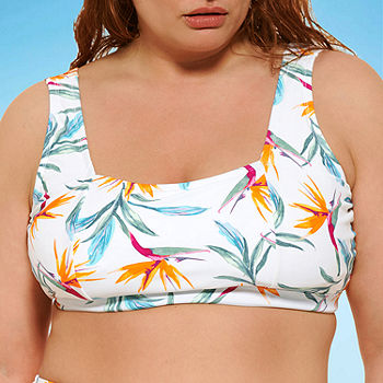 Mynah Wash Floral Bralette Bikini Swimsuit Top Plus, Color: White - JCPenney