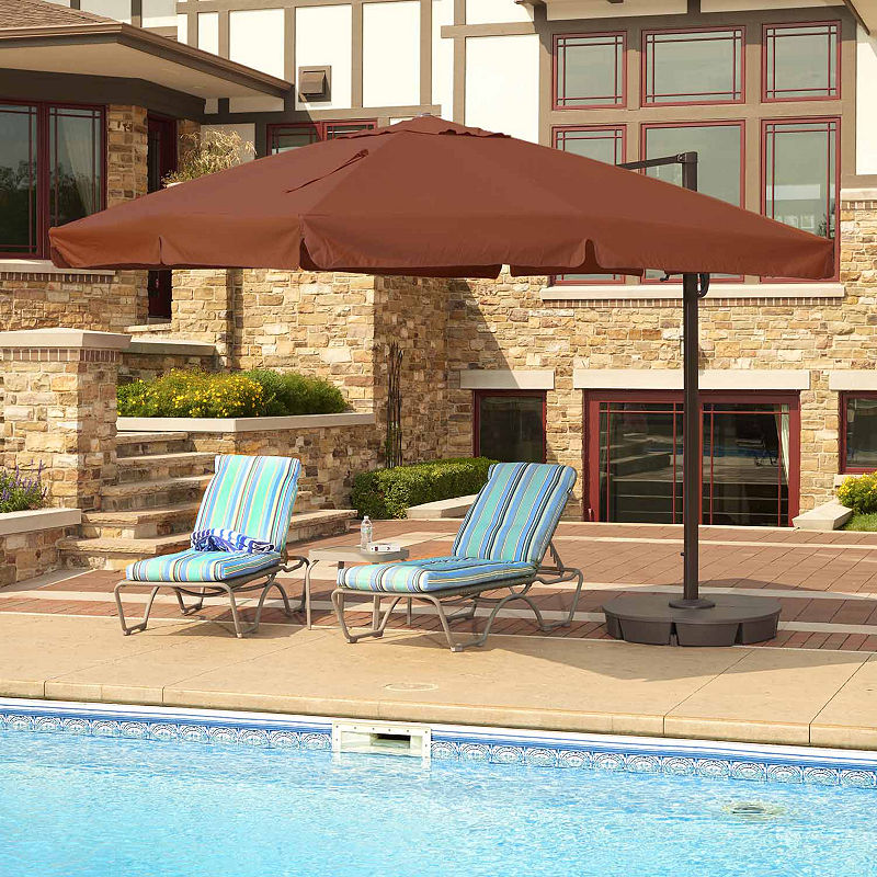Santorini Ii 10-Ft Square Cantilever Umbrella, Brown
