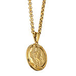 St. Christopher Medallion Mens Diamond Accent Genuine White Diamond Stainless Steel Round Pendant Necklace