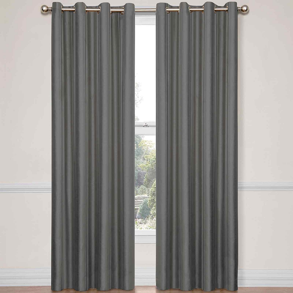 Eclipse Handel Stripe Grommet Top Blackout Curtain Panel with Thermalayer, Smoke