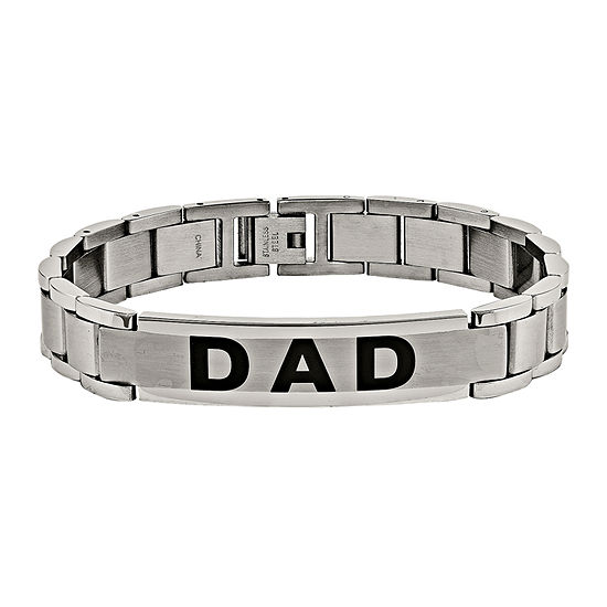 Mens Stainless Steel "Dad" Link Bracelet