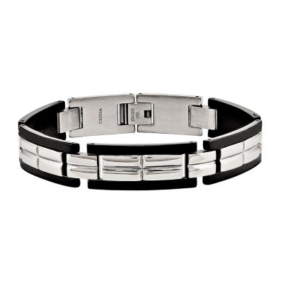 Mens Stainless Steel Black Ip-Plated Chain Bracelet - JCPenney