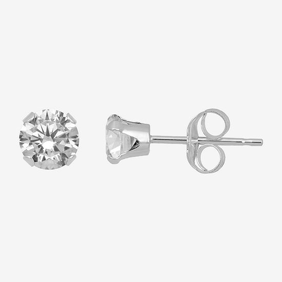 Lab Created White Sapphire 10K Gold 4mm Stud Earrings