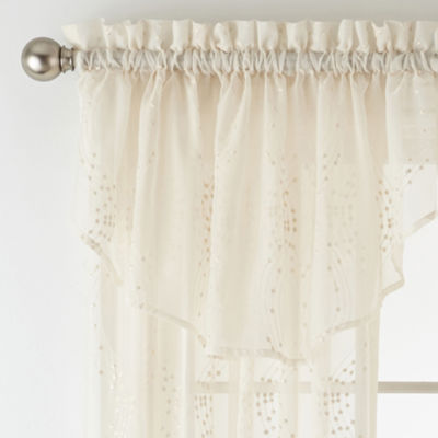 Liz Claiborne Lisette Ogee Embroidery Sheer Rod Pocket Curtain Panel