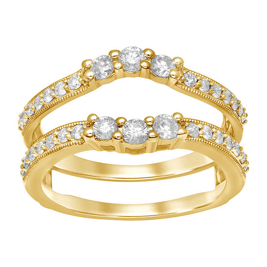 Womens 3/4 CT. T.W. Genuine White Diamond 14K Gold Ring Guard