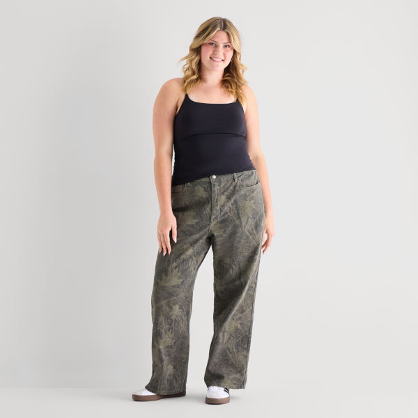 Arizona Curvy Womens Juniors Plus High Rise Straight Leg Jean