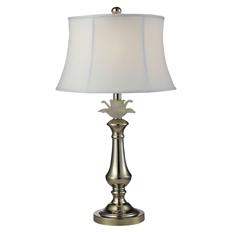 Dale Tiffany White Flower Table Lamp, Silver