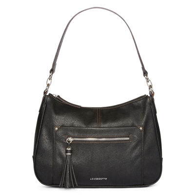 black shoulder bag with zip