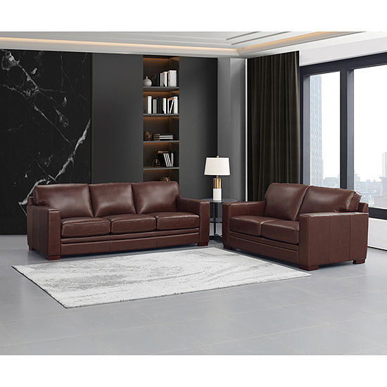 Dillon Leather Upholstery Collection Sofa + Loveseat Set