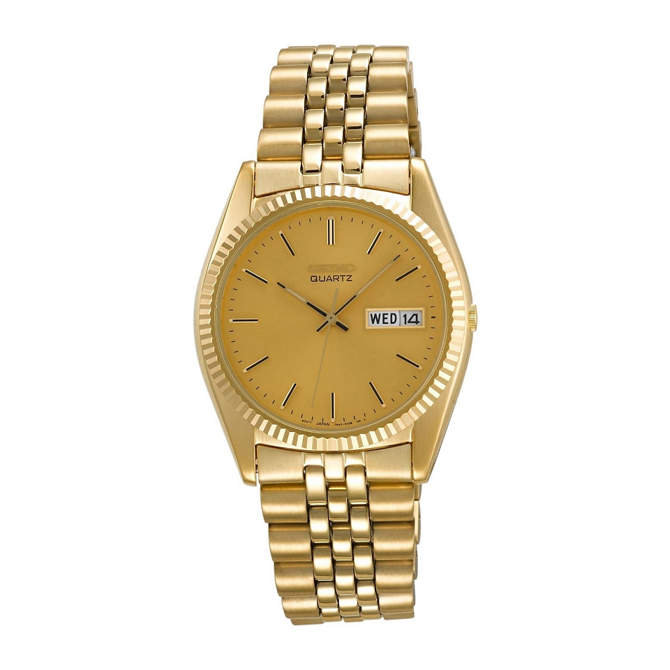 Seiko® Mens Gold Tone Dress Bracelet Watch