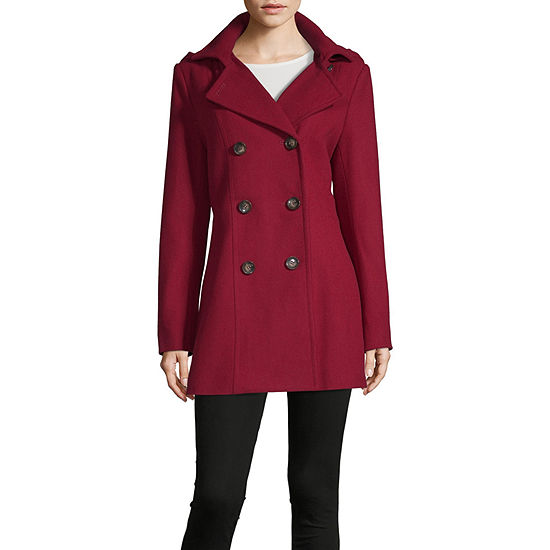 Liz Claiborne Midweight Hooded Peacoat-Tall