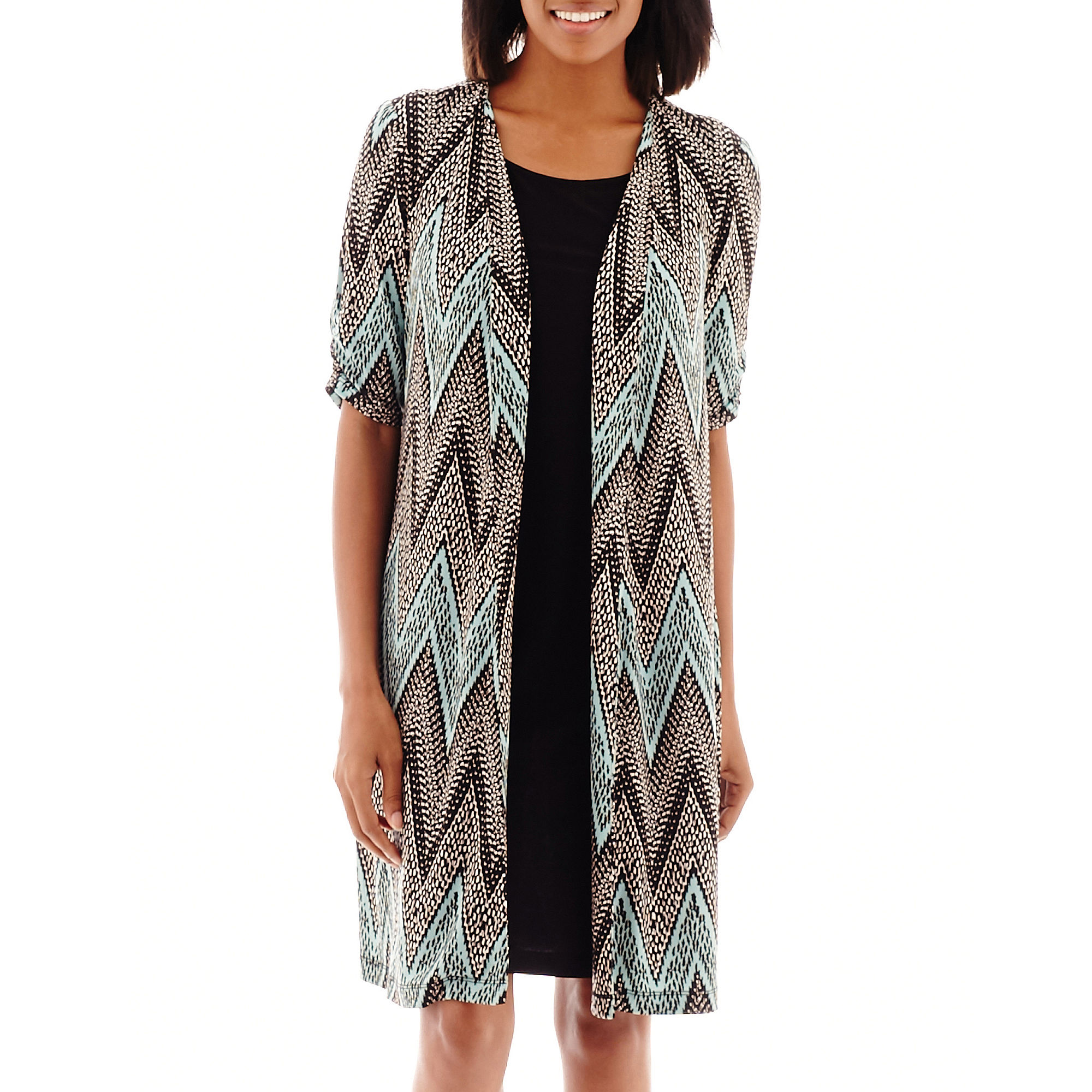 UPC 022367000059 - Perceptions Short-Sleeve Chevron Print Jacket Dress ...