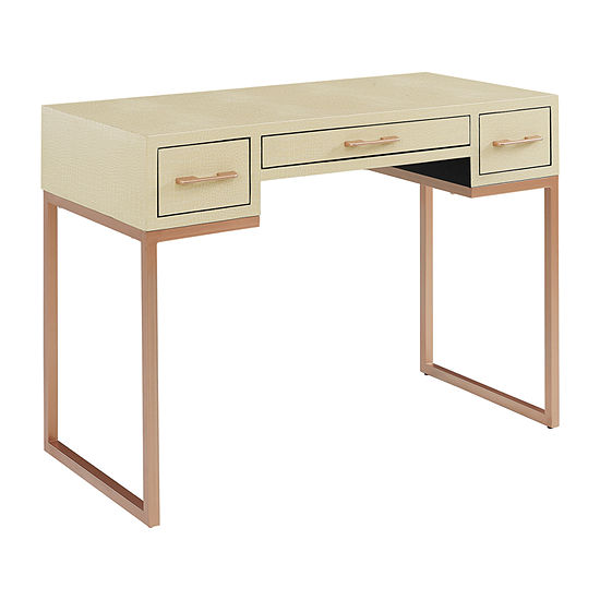 Southern Enterprises Authe Desk Desk Color Ivory And Copper