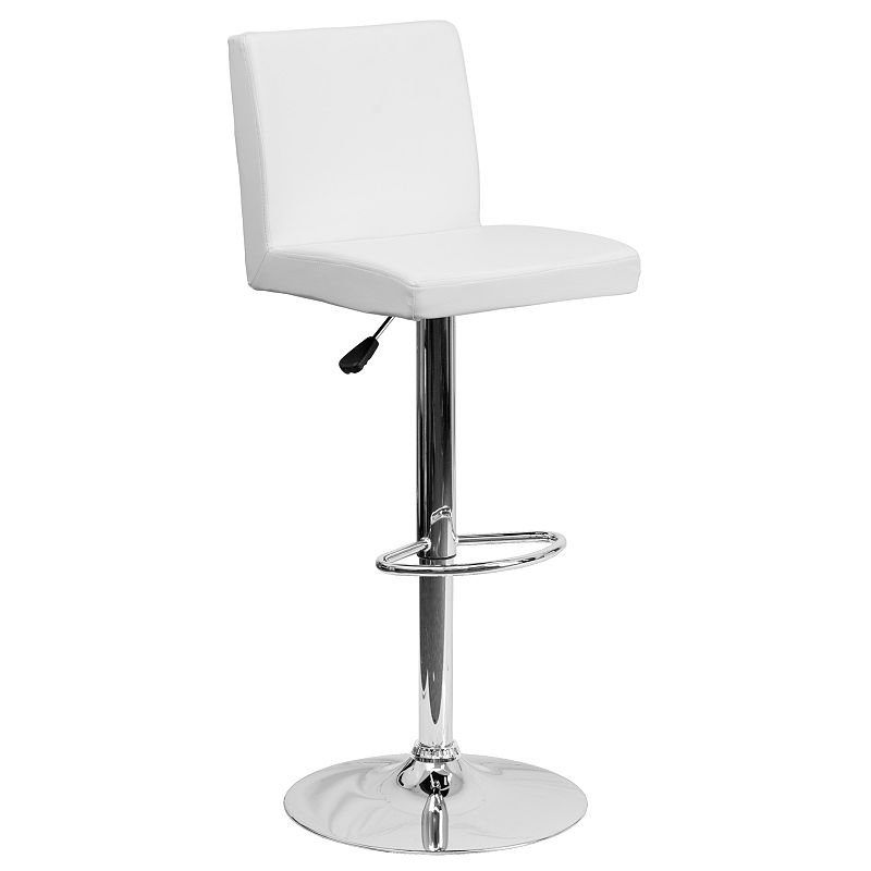 Flash Furniture Contemporary White Vinyl Adjustable Height Barstool w/Chrome Base