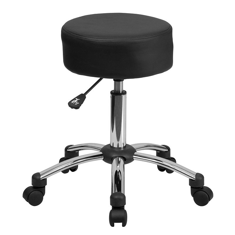 Medical Ergonomic Stool With Chrome Base, Black