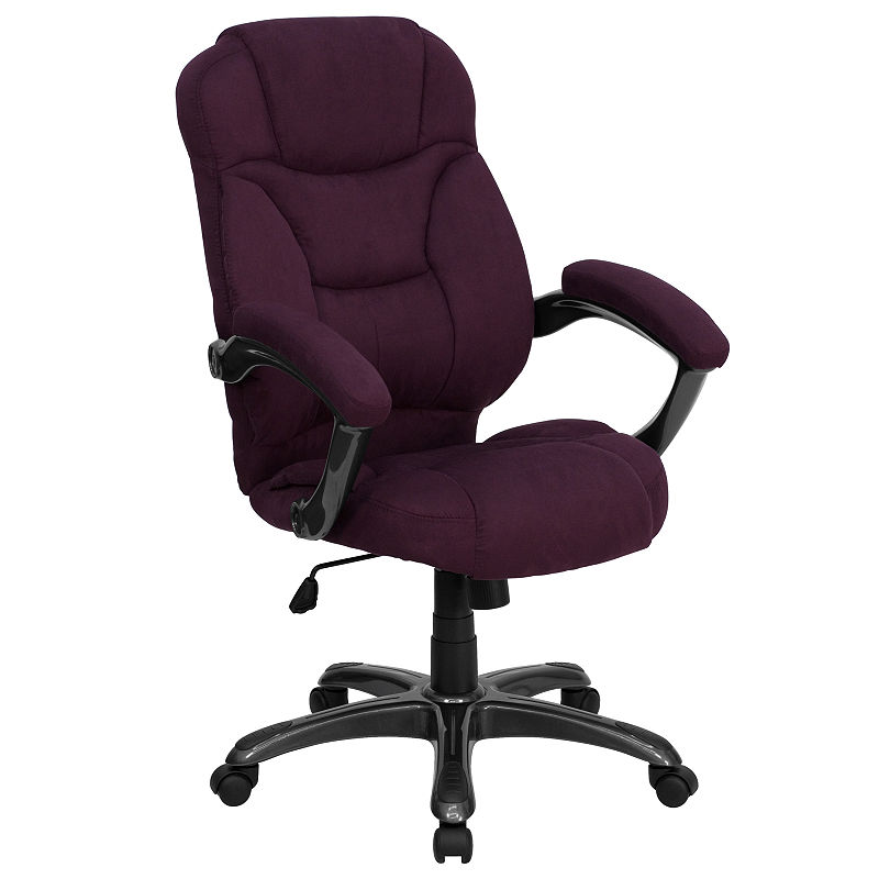 High Back Contemporary Executive Swivel Chair Witharms, Purple