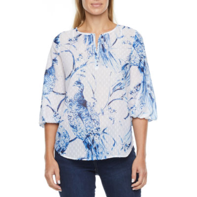 liz claiborne womens split crew neck short sleeve blouse