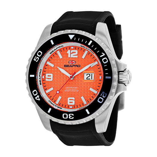 Sea-Pro Mens Black Strap Watch Sp0743