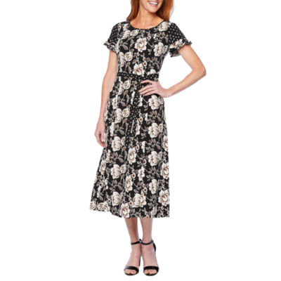 perceptions short sleeve fit & flare dress