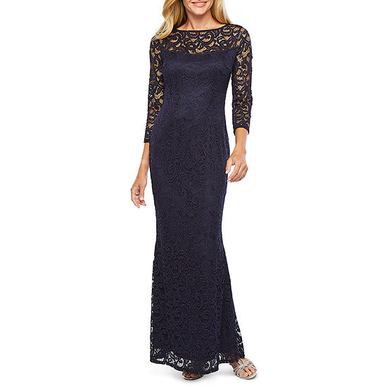Blu Sage 3/4 Sleeve Lace Evening Gown - JCPenney