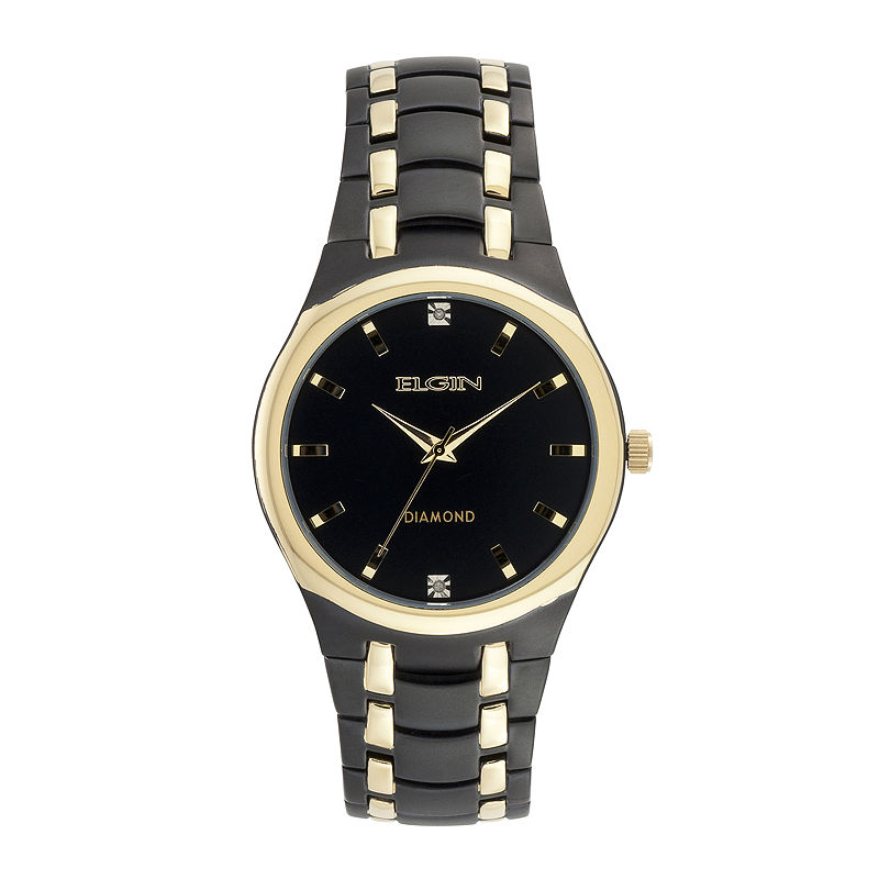 UPC 049353738994 product image for Elgin Mens Black and Gold-Tone Watch | upcitemdb.com