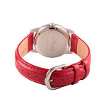 Disney Womens Red And Silver Tone Cardiff Alloy Minnie Mouse Strap Watch W002768