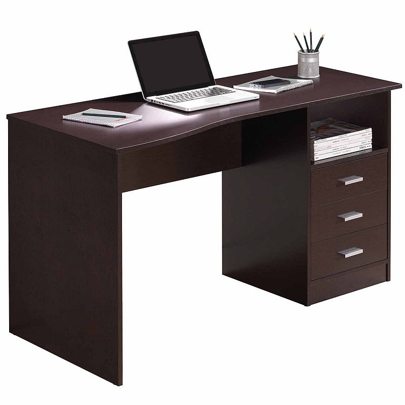 Classic Computer Desk with Multiple Drawers Brown - Techni Mobili, incomplete 