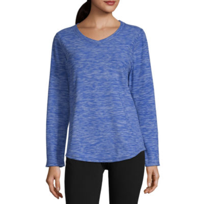 St. John's Bay Active Polar V Neck Fleece Womens V Neck Long Sleeve Sweatshirt